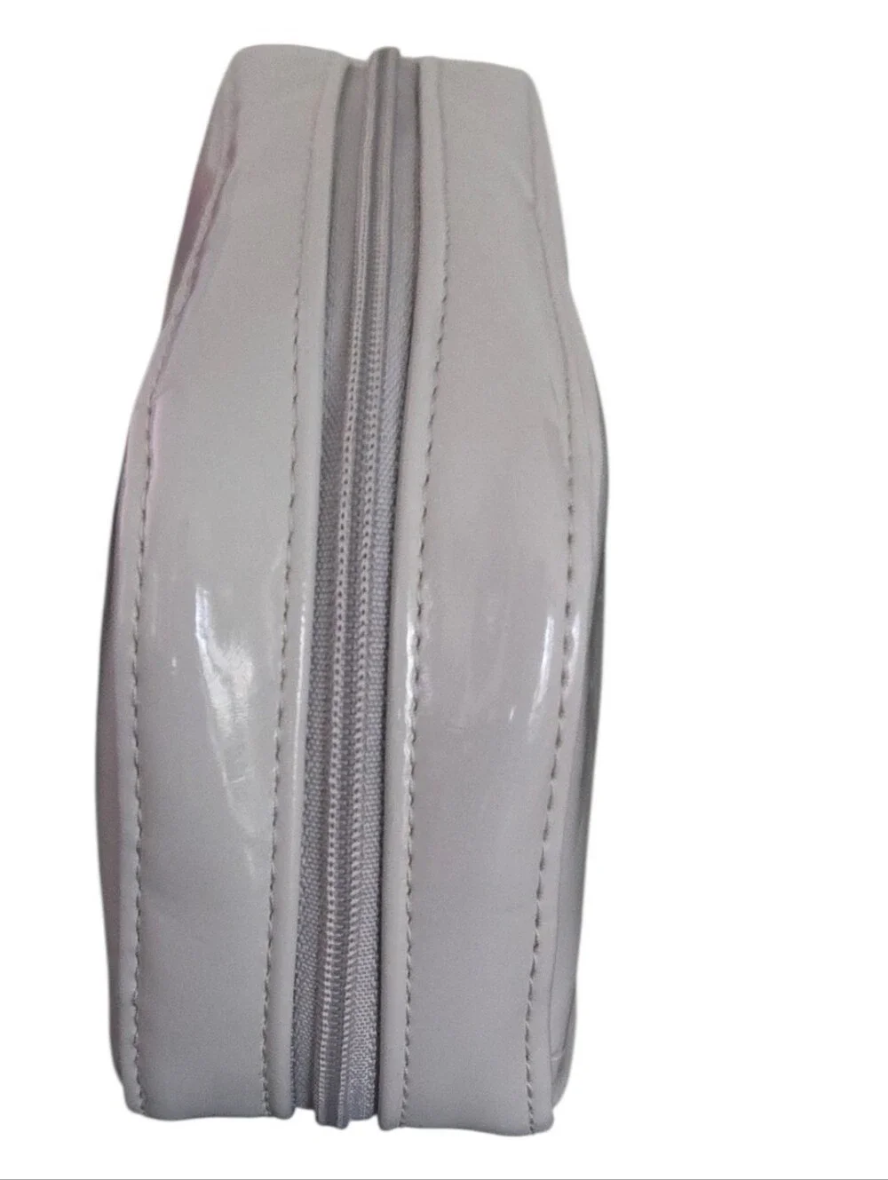 Christian Dior Patent Makeup Travel Bag Dove Gray Faux Patent Leather Charm 6x4
